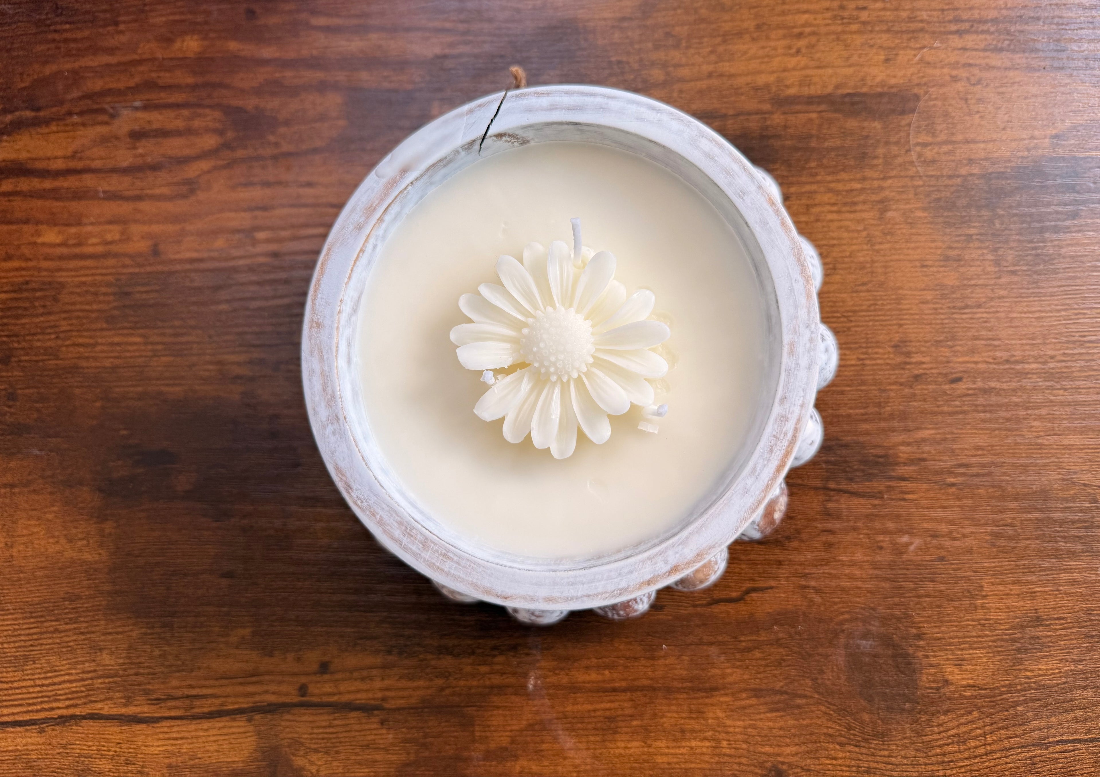 Three wick white boho dough bowl 14 oz candle