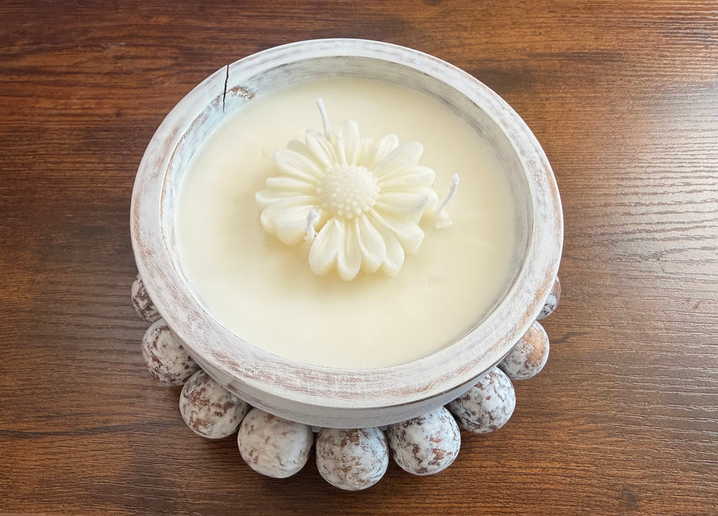 Three wick white boho dough bowl 14 oz candle