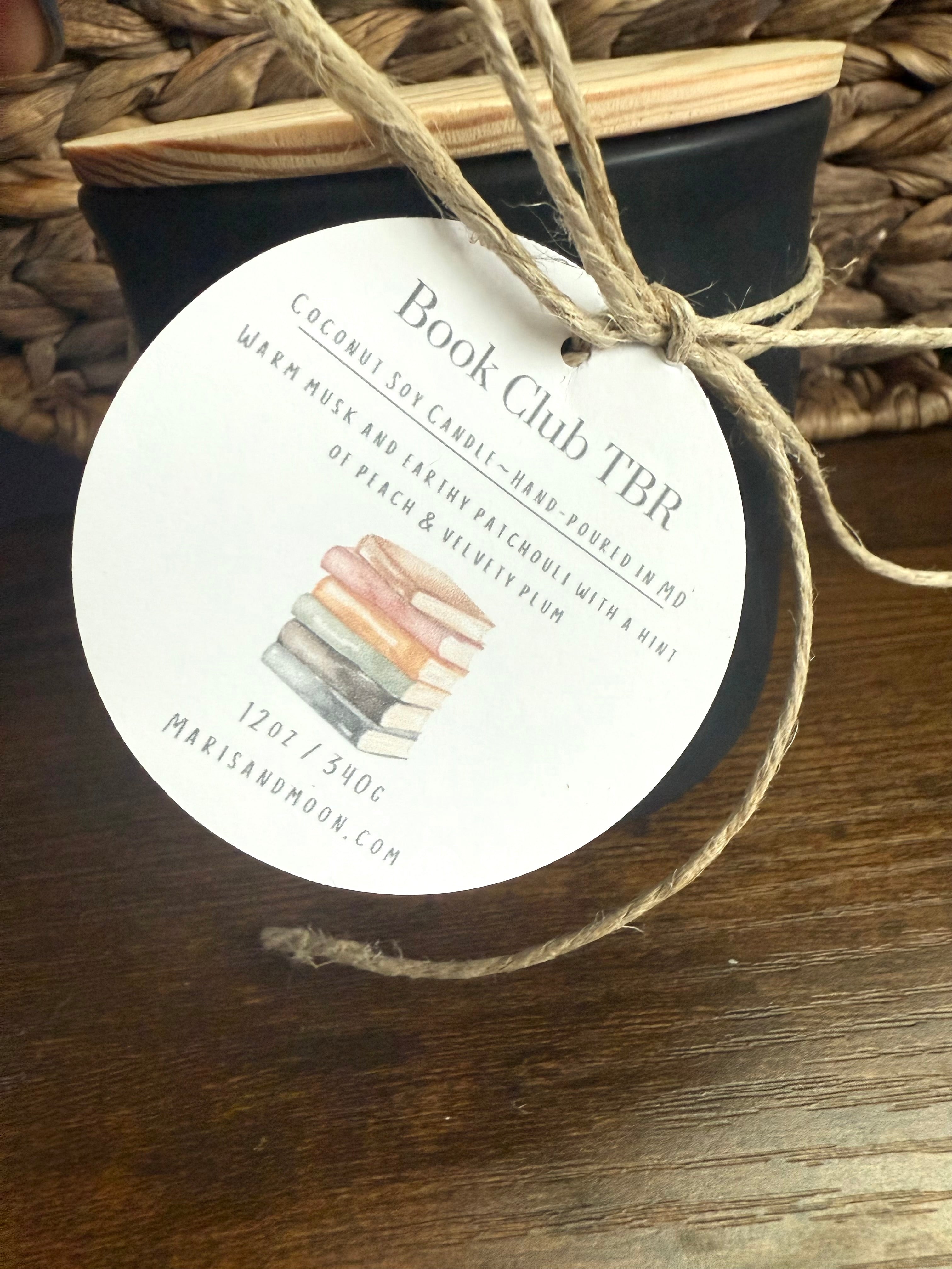 BookClub TBR  Coconut Soy Ceramic Candle Book lover