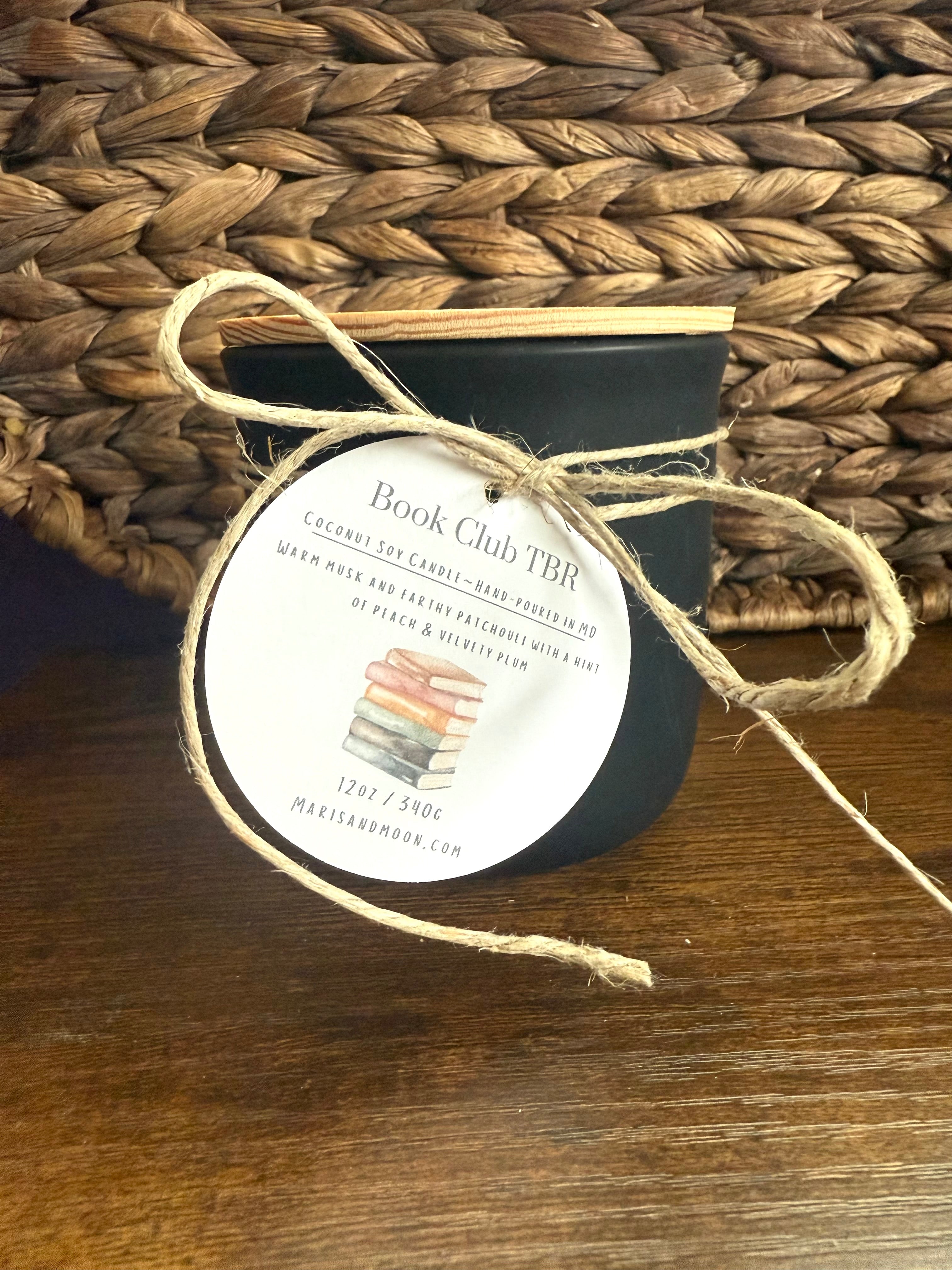 BookClub TBR  Coconut Soy Ceramic Candle Book lover