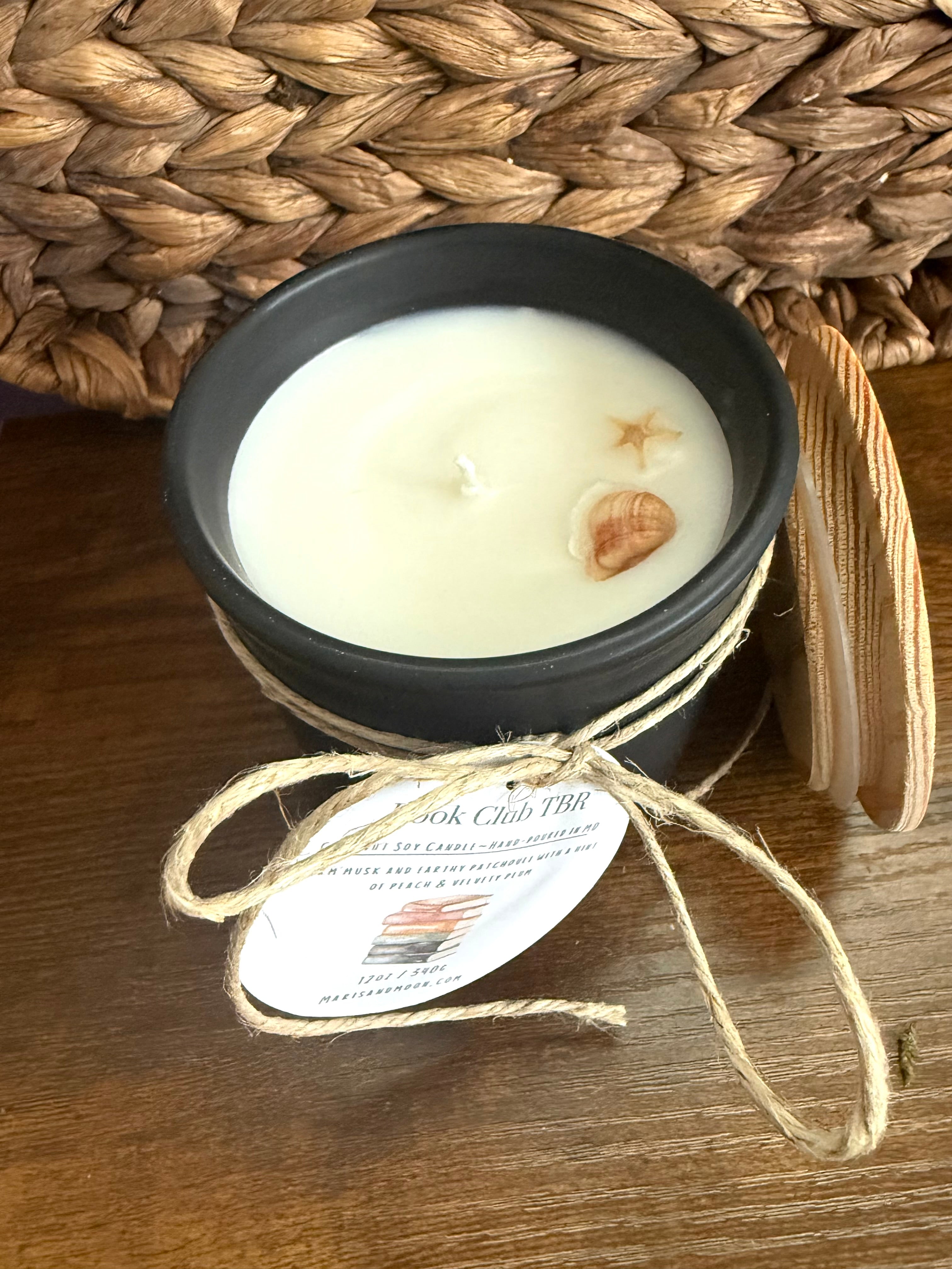 BookClub TBR  Coconut Soy Ceramic Candle Book lover