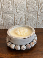 Three wick white boho dough bowl 14 oz candle