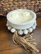 Three wick white boho dough bowl 14 oz candle