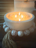 Three wick white boho dough bowl 14 oz candle