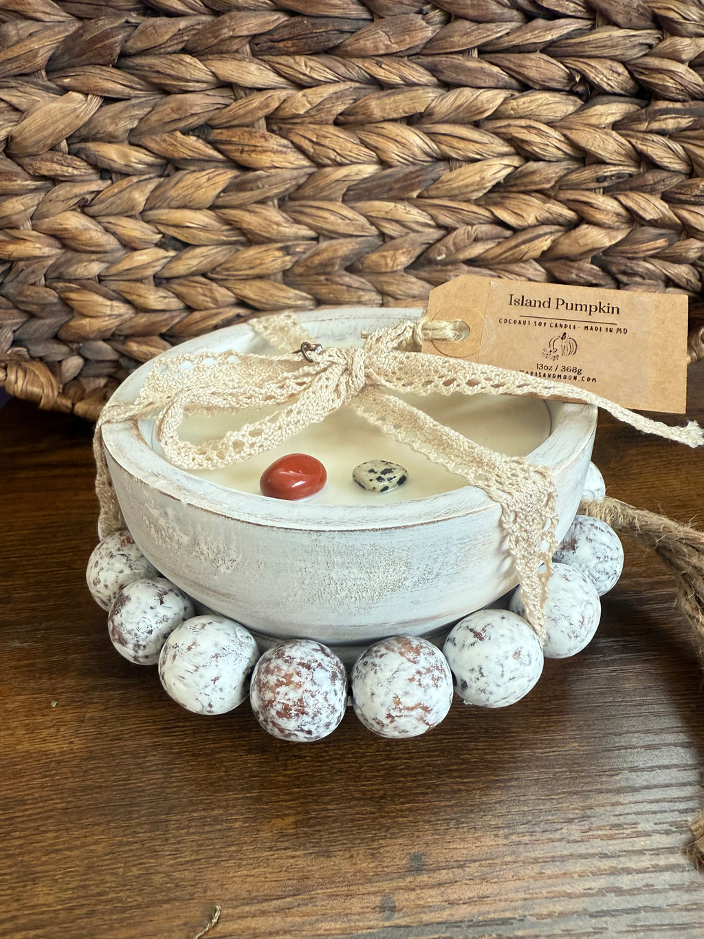 Three wick white boho dough bowl 14 oz candle