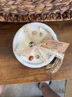 Three wick white boho dough bowl 14 oz candle