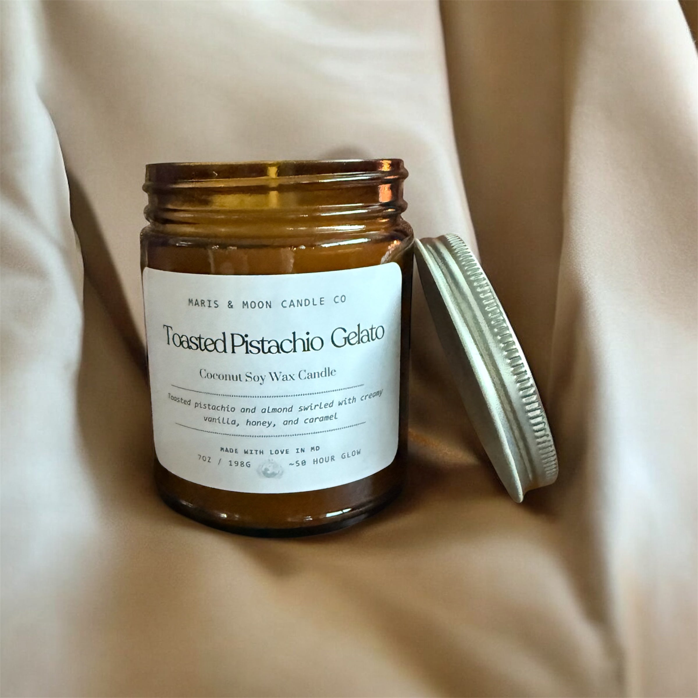 Toasted Pistachio Gelato Amber jar candle