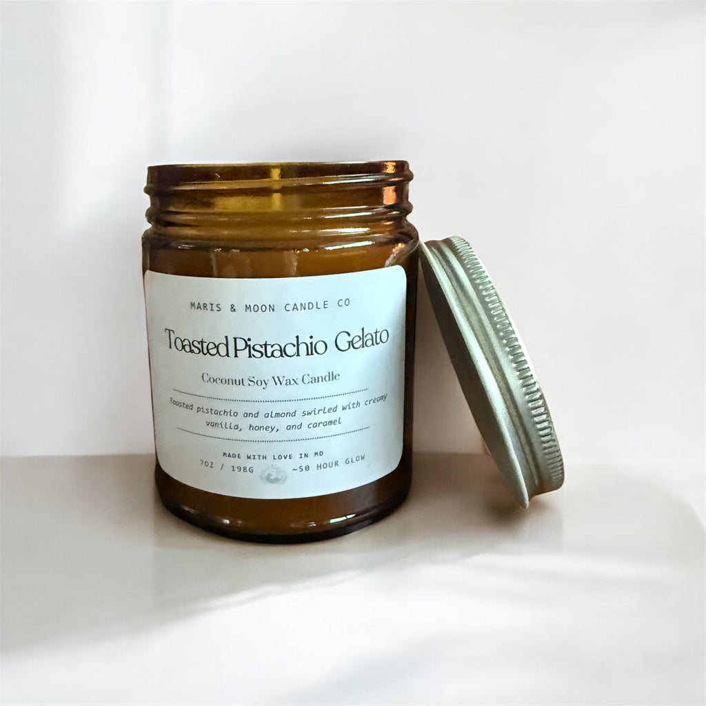Toasted Pistachio Gelato Amber jar candle