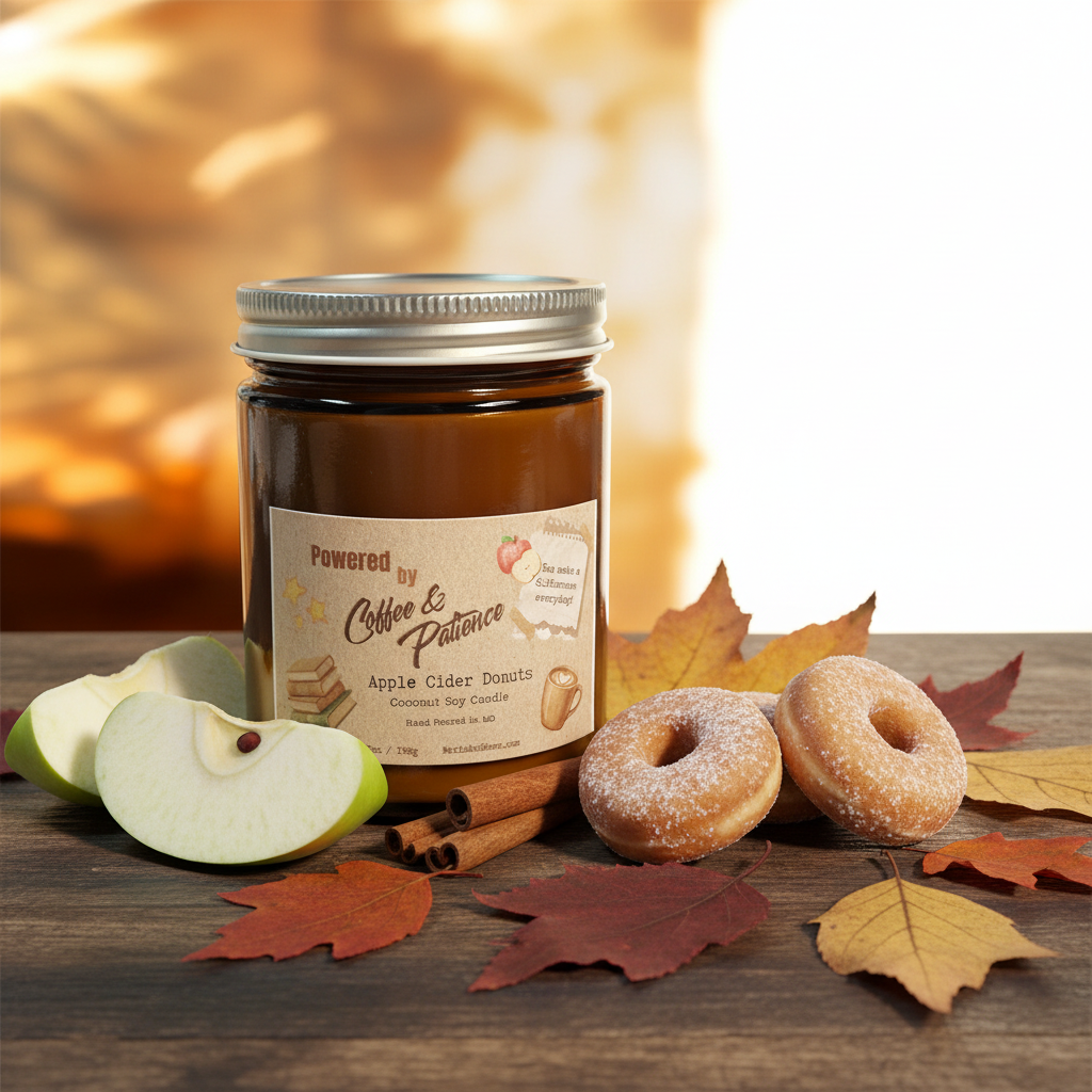 Powered by Coffee & Patience – Apple Cider Donuts Candle